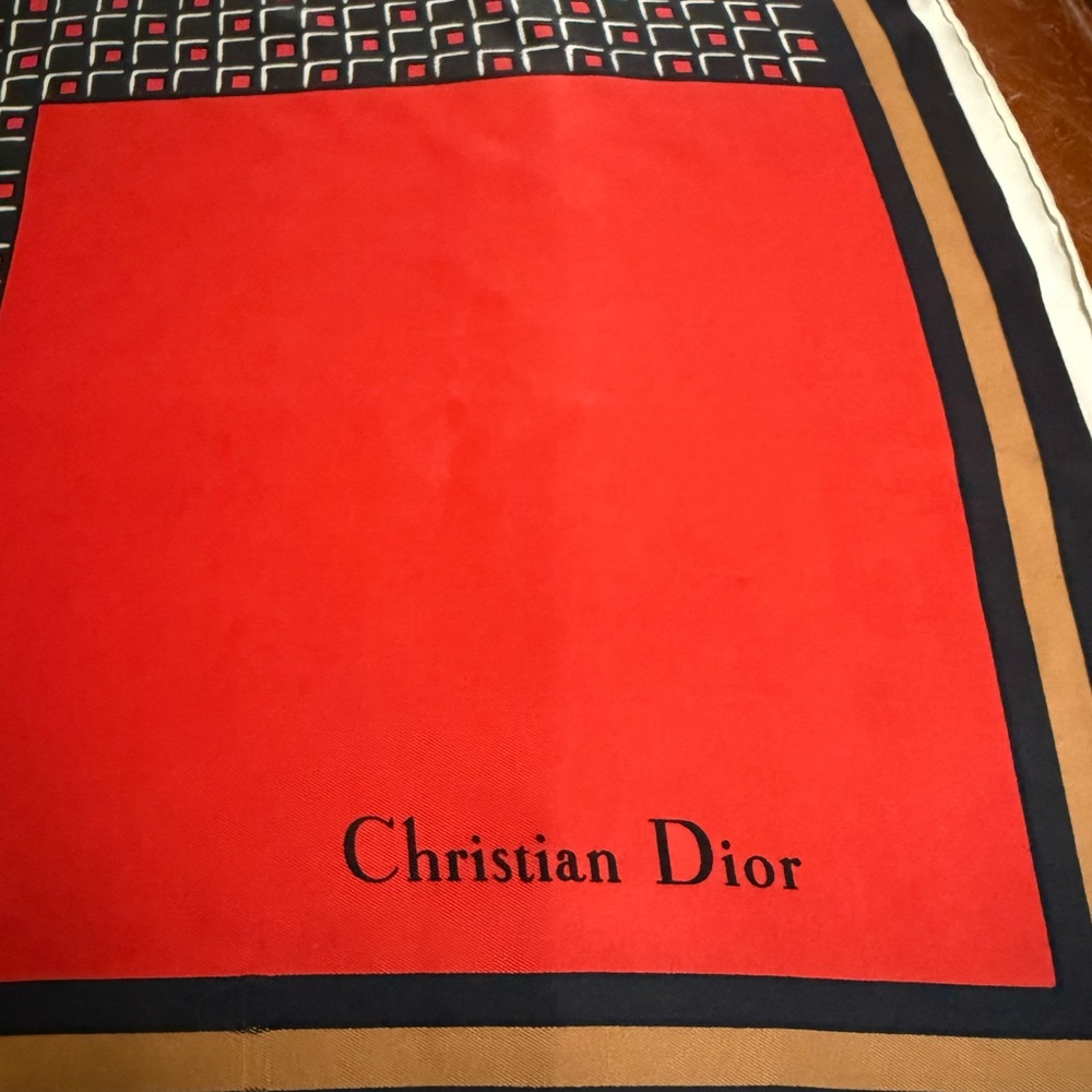 Dior Black and Red Patterned Scarf